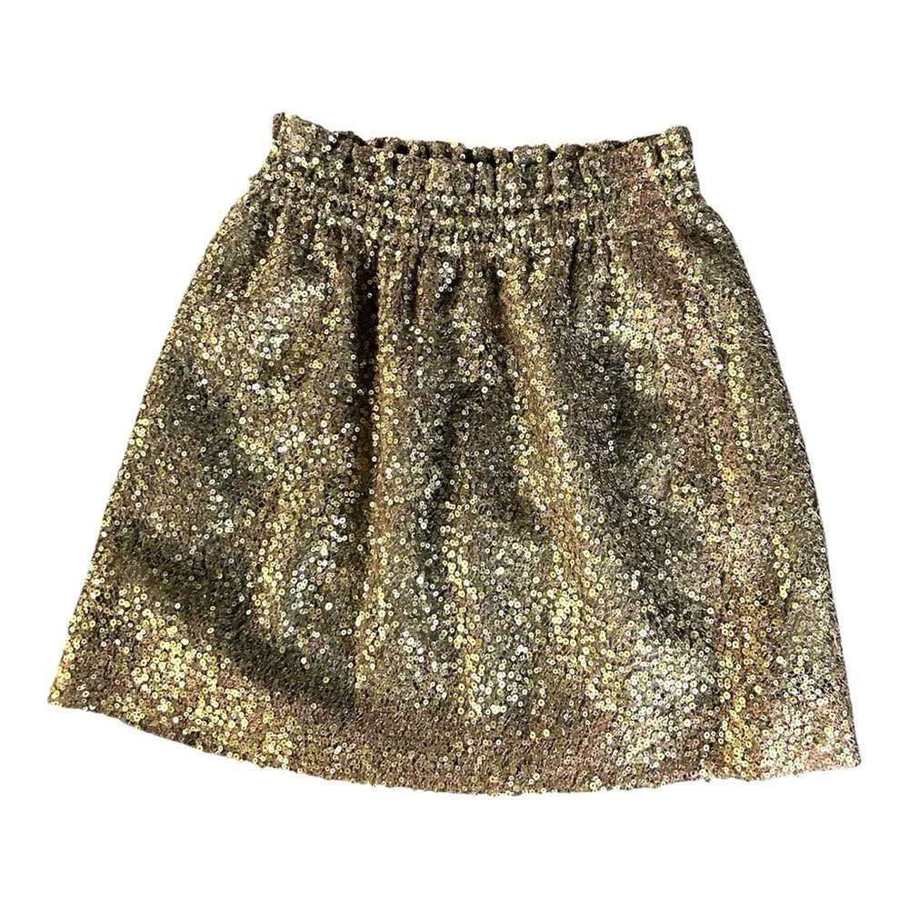 J.Crew sequin burnished gold miniskirt pockets 0